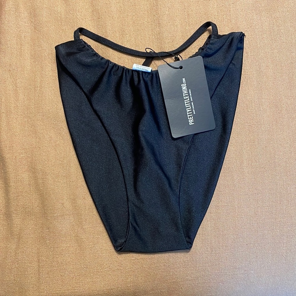 Black PLT bikini bottoms with tie across belly